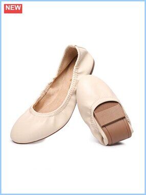 Women's Ballet Flats Round Toe Slip On Foldable Portable Travel Shoes Faux